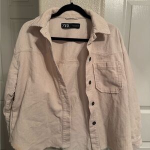 Zara Women's Beige Corduroy Utility Jacket